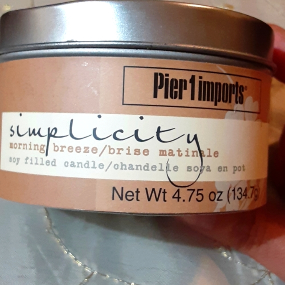 Pier 1 simplicity morning breeze soy filled candle